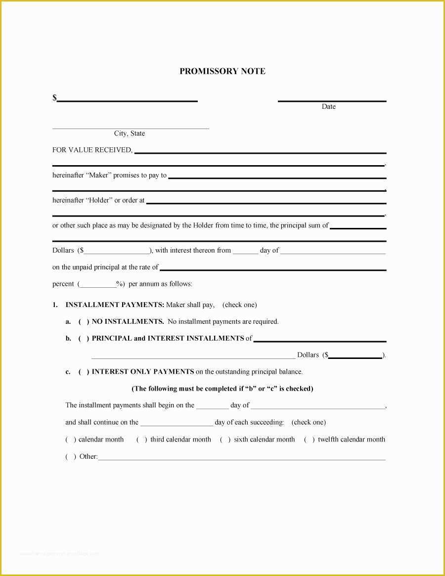 Promissory Note Template For Vehicle