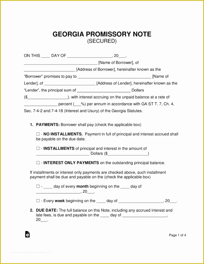 Free Promissory Note Template Georgia