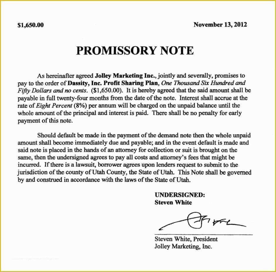 Template For A Promissory Note