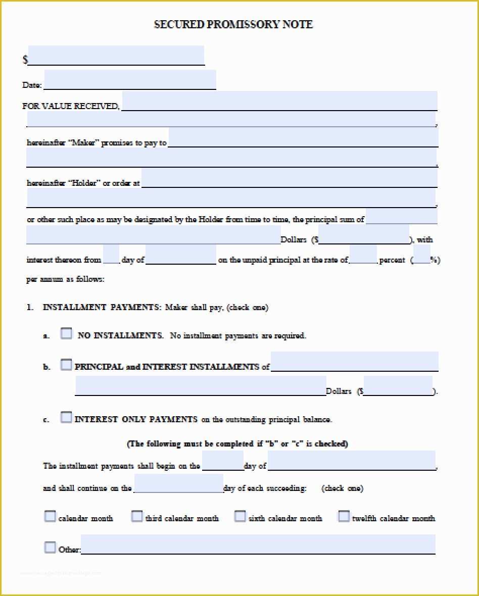 Free Promissory Note Template Of 6 Promissory Note Templates Excel Pdf 