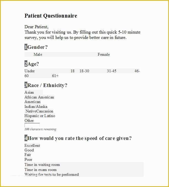 Free Questionnaire Template Of 33 Free Questionnaire Templates Word 