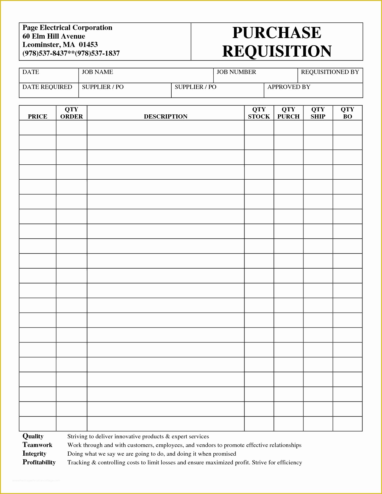 Free Requisition Form Template Word