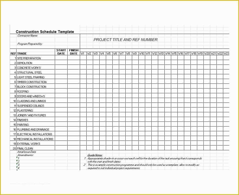 Construction Schedule Template Residential