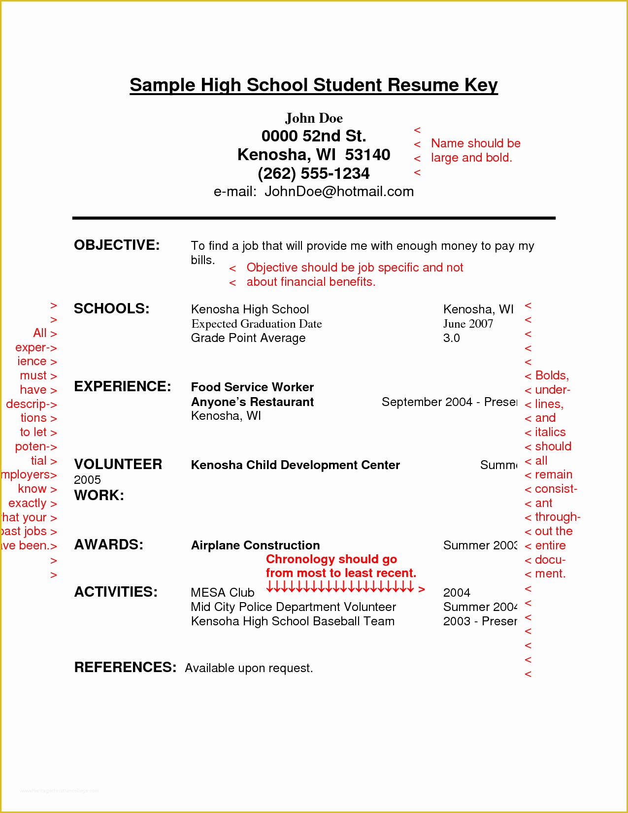 Free Resume Templates For Highschool Students With No Work Experience 