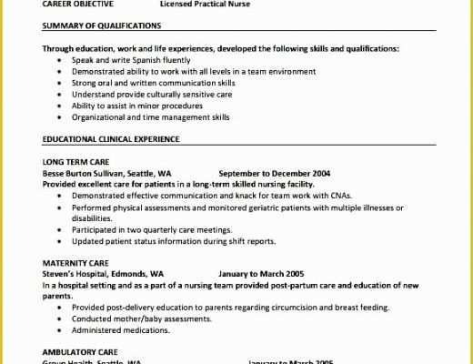 Free Resume Templates for Lpn Nurses Of Licensed Practical Nurse Resume