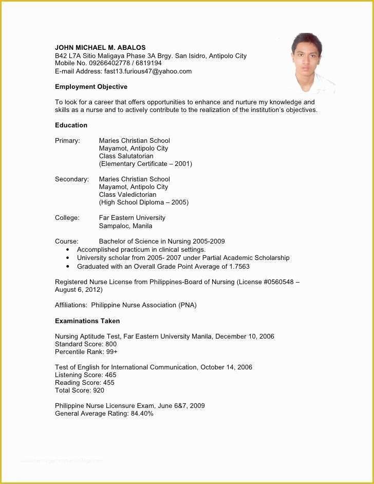 Resume Templates No Work Experience