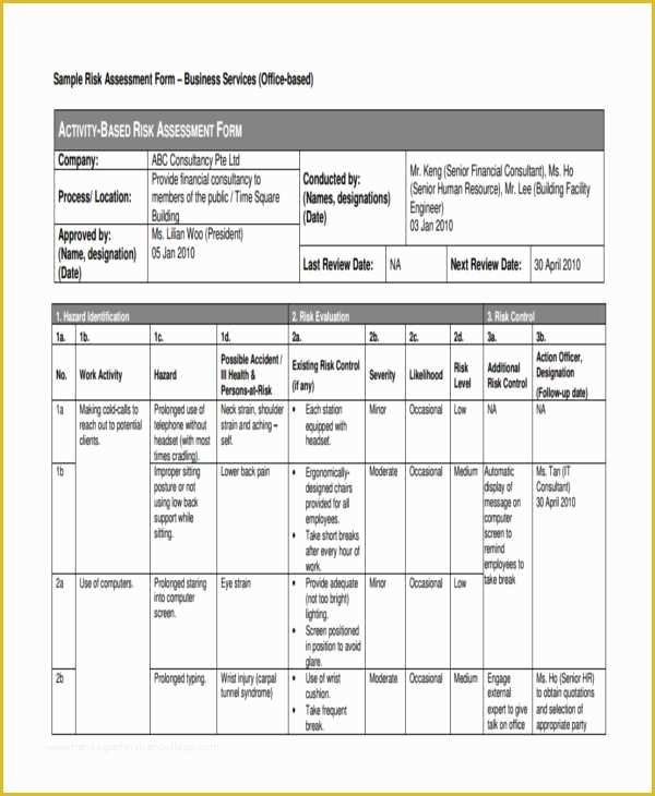 Free Risk Assessment Template Of 37 Risk Assessment Templates 