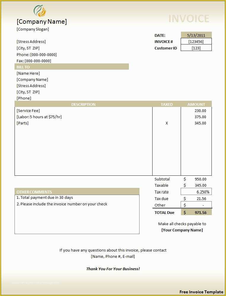 Free Sales Invoice Template Word Of Invoice Templates 