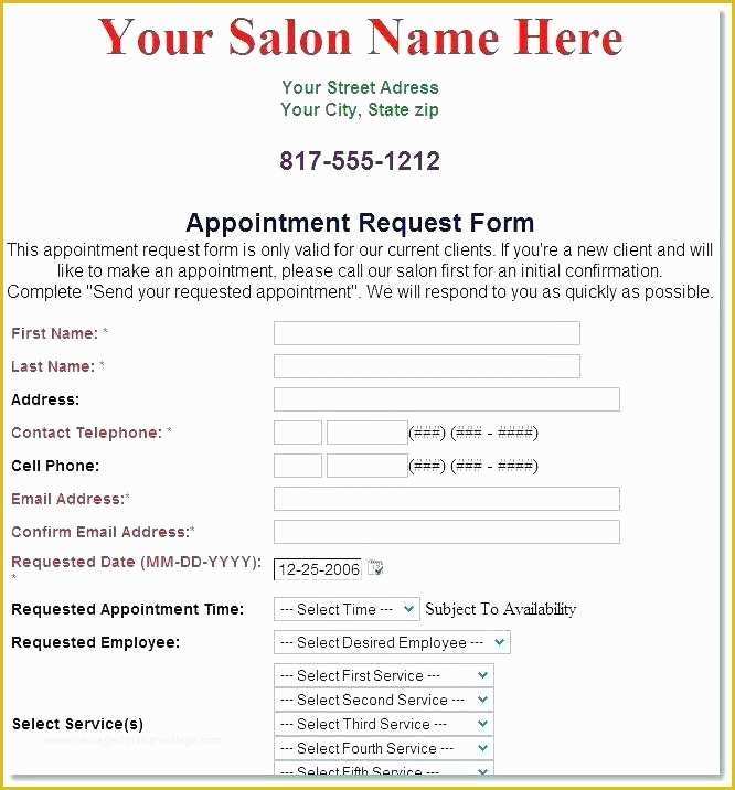  Free Salon Application Template Of Free Salon Employment Application 