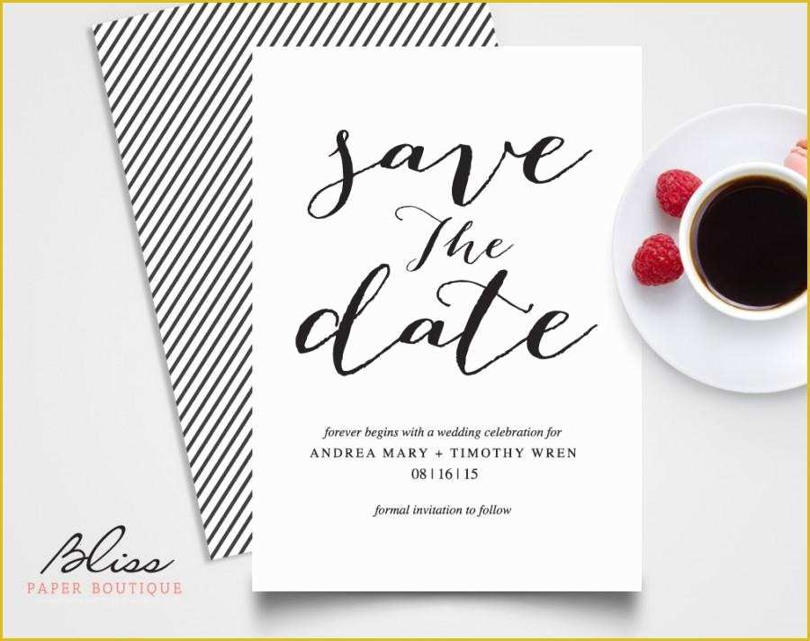 Free Save the Date Wedding Invitation Templates Of Black and White Custom Printable Save the Date Save the