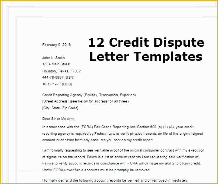 Free Section 609 Credit Dispute Letter Template Of The Section 609 Credit Dispute Do It Yourself 