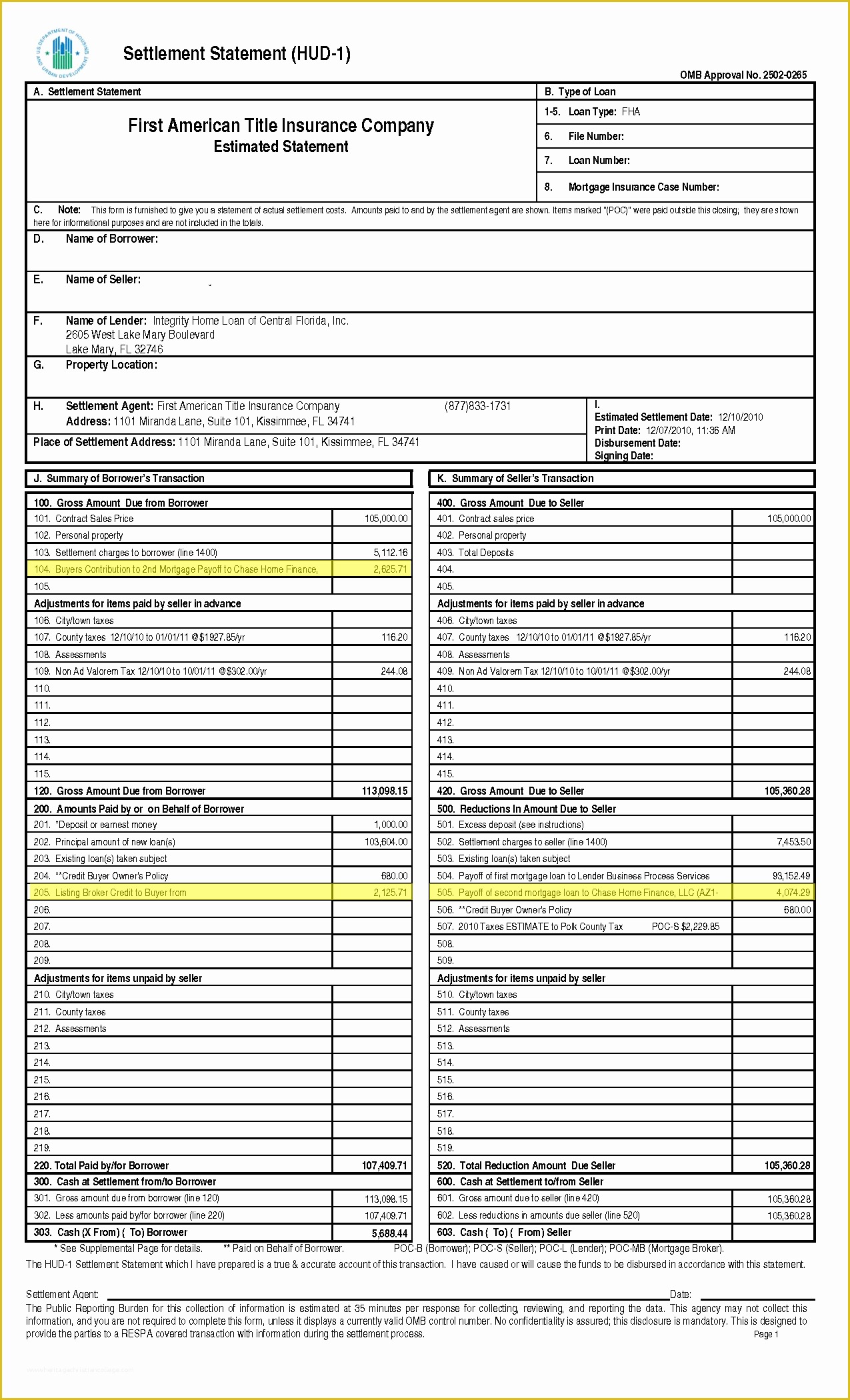 What Is A Hud 1 Settlement Statement