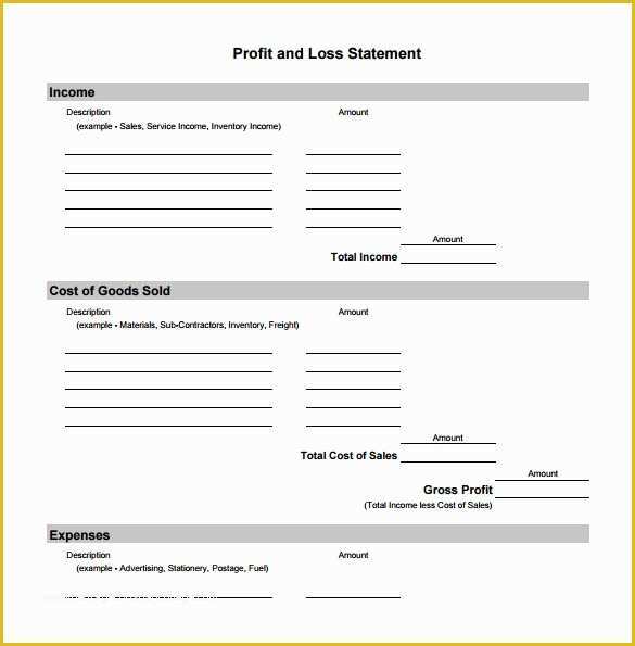 Printable Free Profit And Loss Template For Self Employed Printable