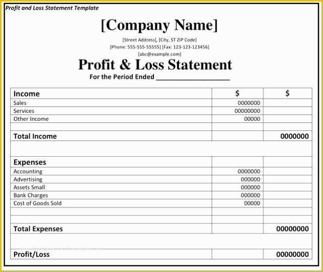 Simple Printable Profit And Loss Form Printable Forms Free Online