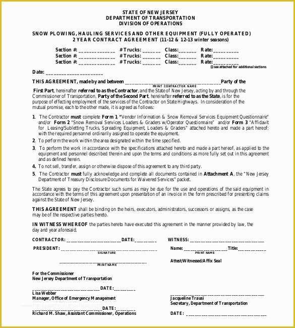  Free Snow Plowing Contracts Templates Of 20 Snow Plowing Contract 