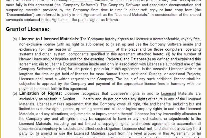 Free software License Agreement Template Of 6 Free software License Agreement Templates Excel Pdf