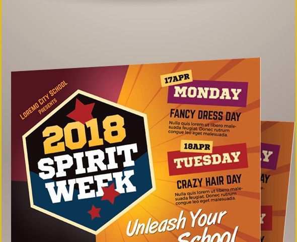 52 Free Spirit Week Flyer Template | Heritagechristiancollege