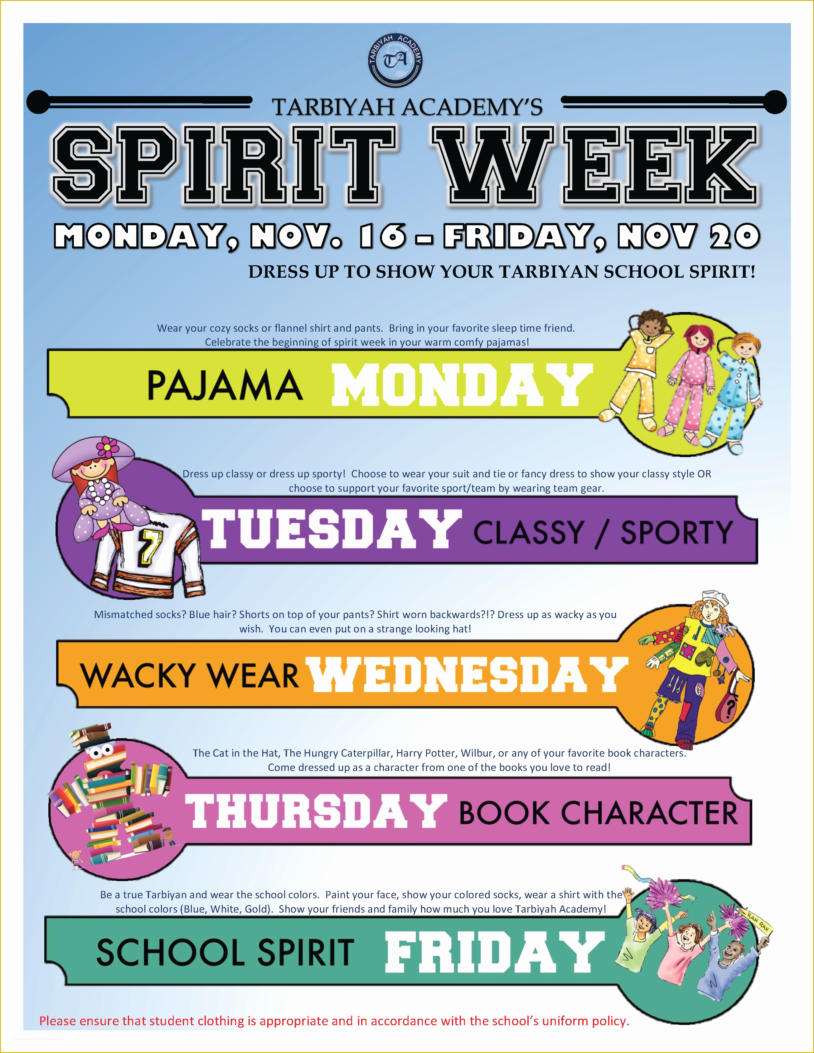 Spirit Week Flyer Free Template Printable Templates