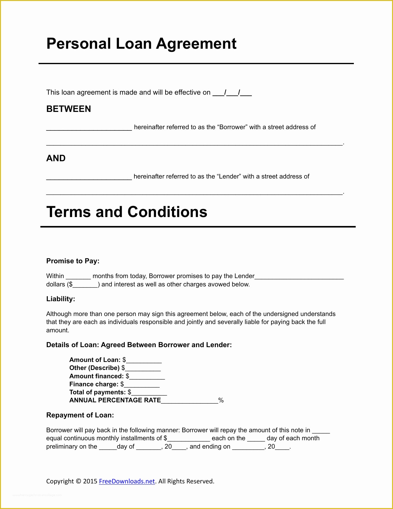 Free Template For Loan Agreement Between Friends Of Download Personal 