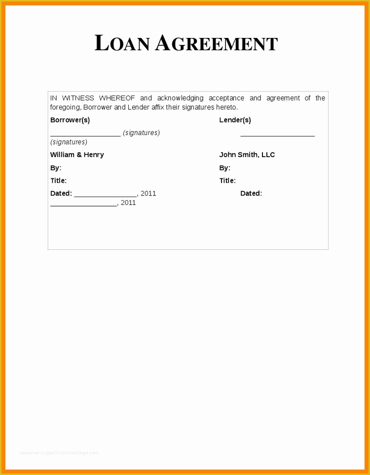 Free Template For Loan Agreement Between Friends Of 9 10 Sample 