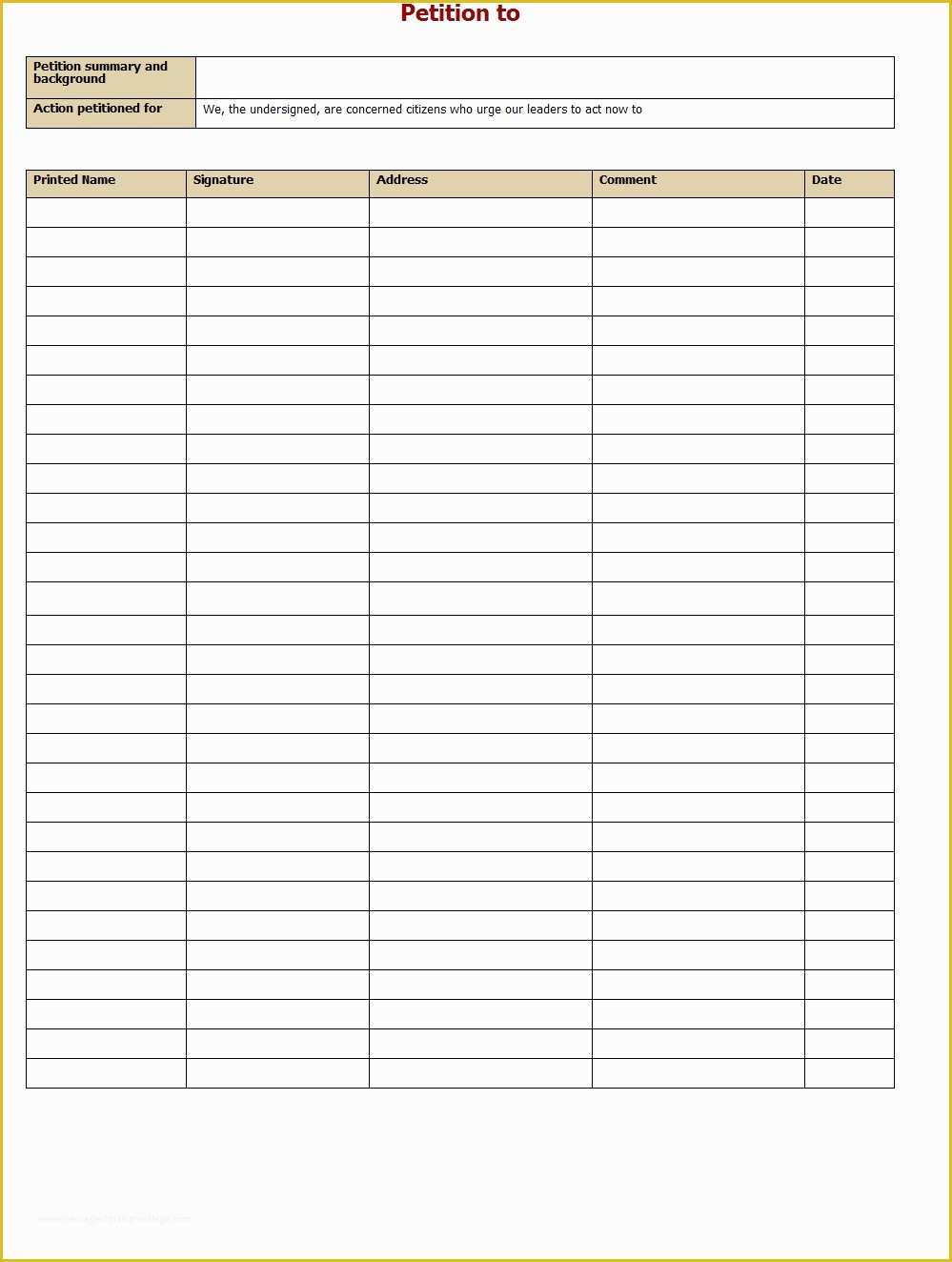 Free Printable Petition Signature Sheet Free Printable Templates