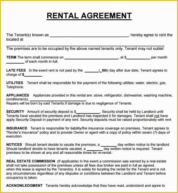 Free Tenant Lease Agreement Template Of 20 Rental Agreement Templates Word Excel Pdf formats