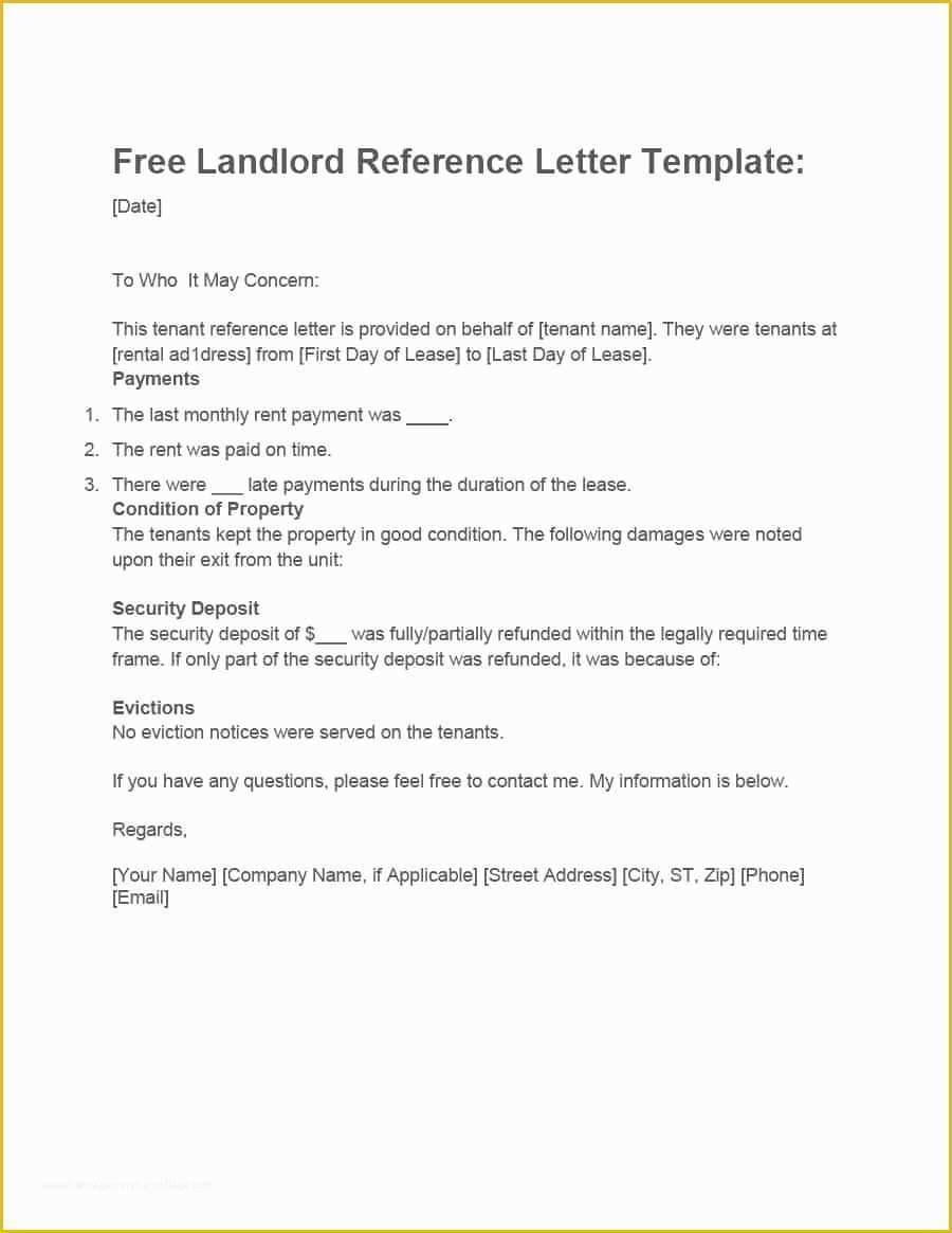 Free Tenant Reference Letter Template Of 40 Landlord Reference Letters Form Samples Template 