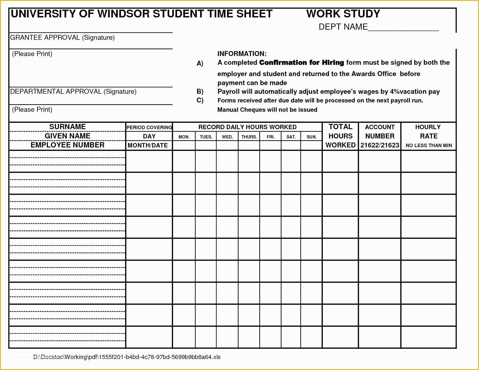 Time Study Excel Template