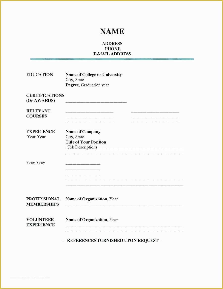 Free To Print Resume Templates Of Blank Resume Templates Free For 