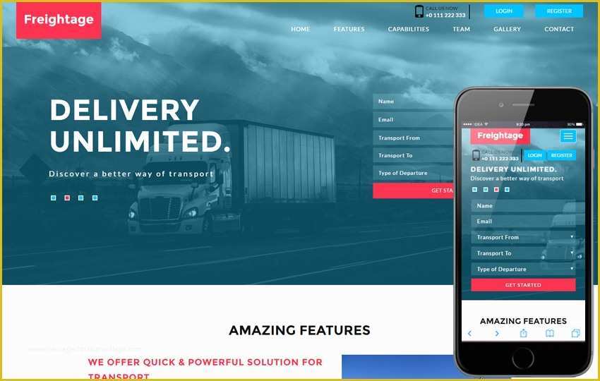 Free Trucking Website Templates Of Freightage A Transportation Flat Bootstrap Responsive Web