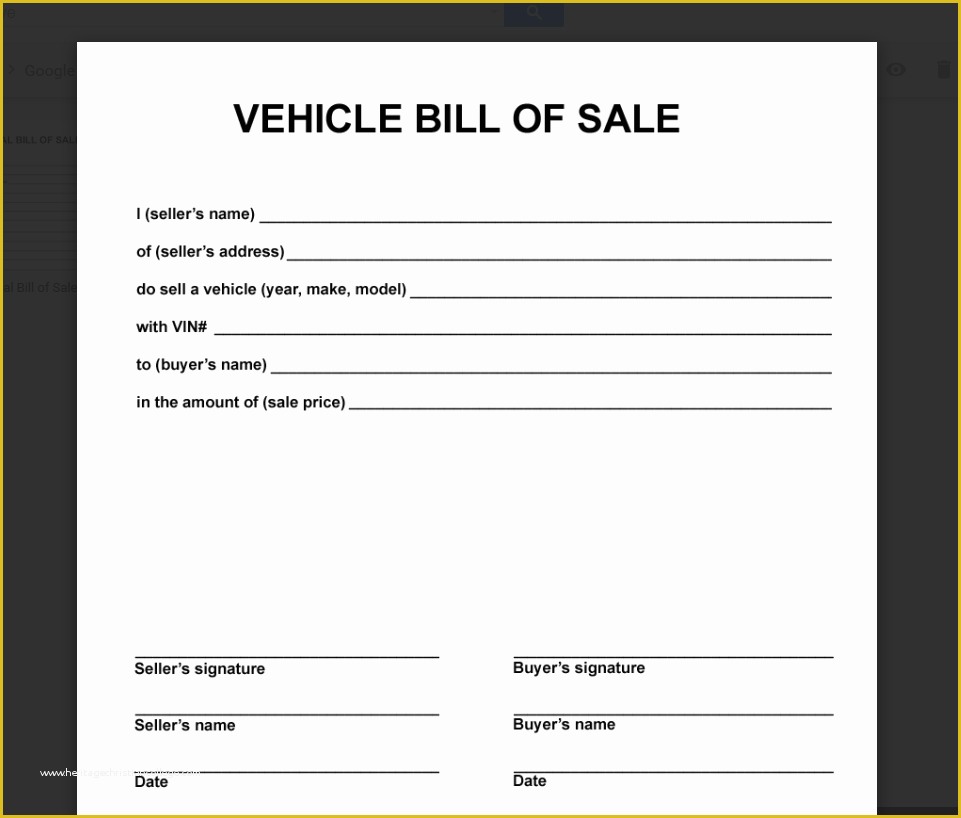 free bill of sale template for car pdf blank