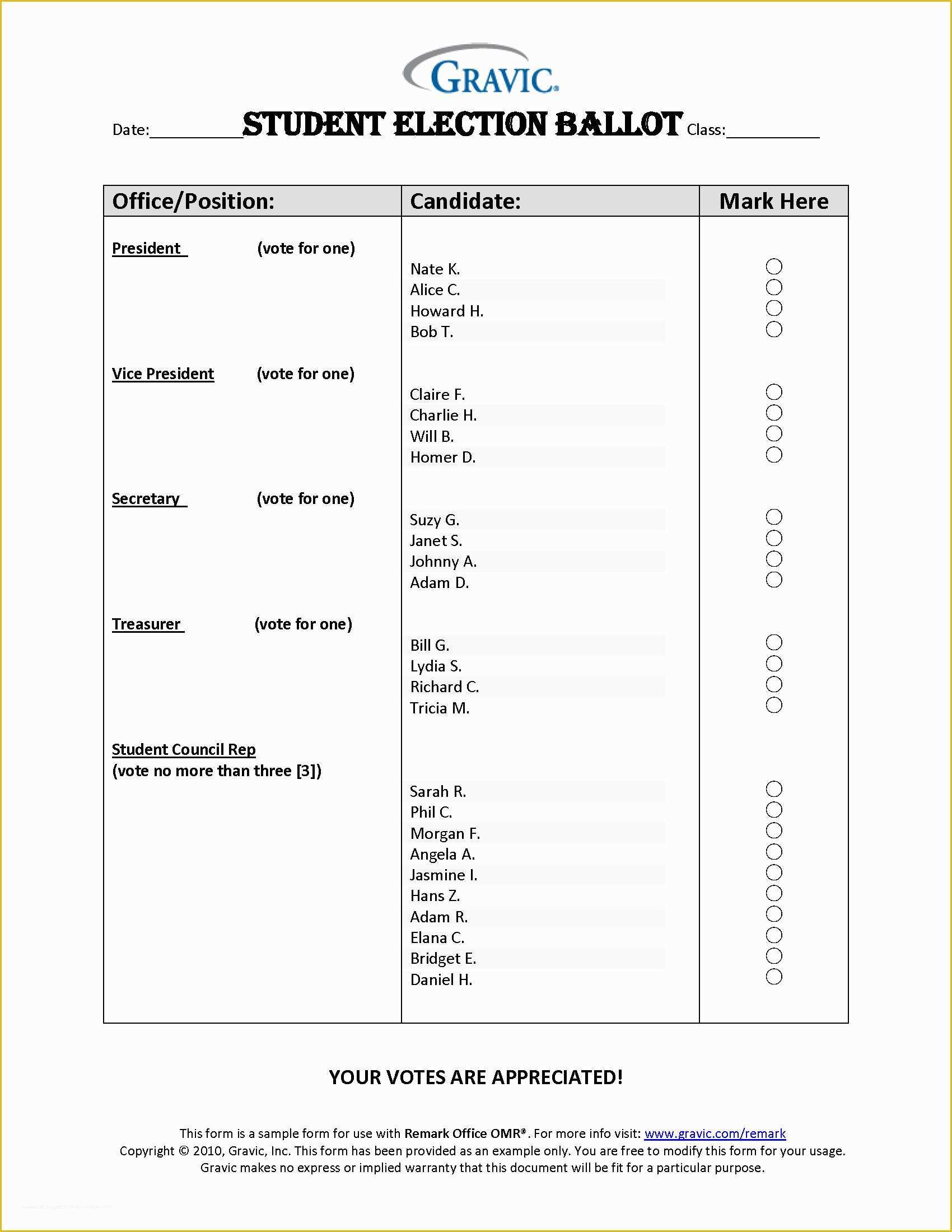 Free Voting form Template Of Sample Election Ballot for Board Directors