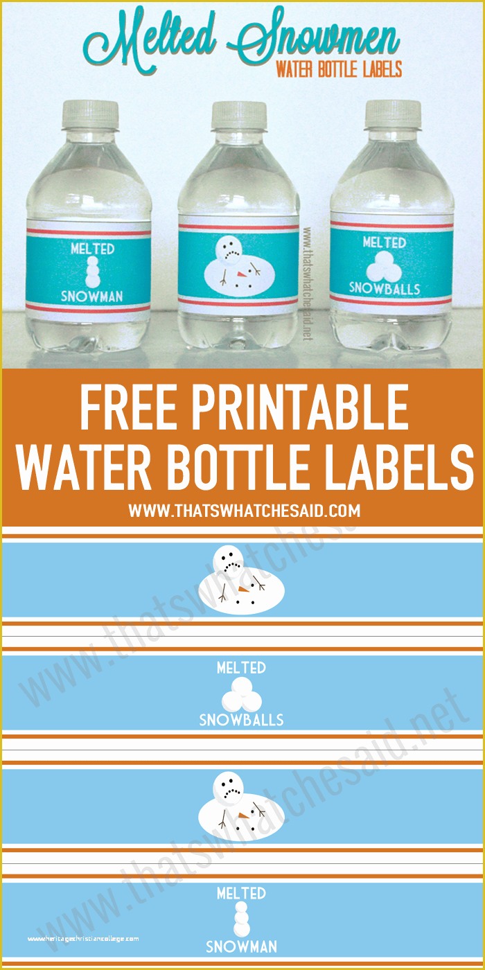 Free Water Bottle Template Printable Of Melted Snowman Water Bottle