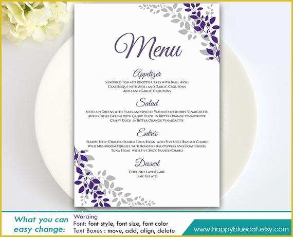  Free Wedding Menu Templates For Microsoft Word Of Diy Printable Wedding 