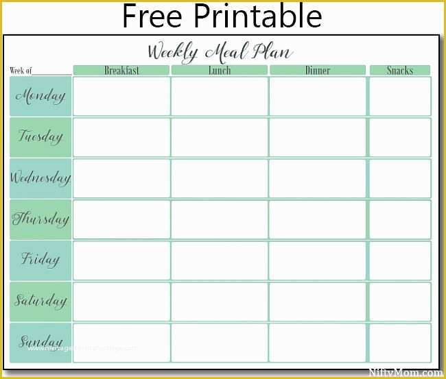 Free Weekly Meal Planner Template With Grocery List Of Free Printable 
