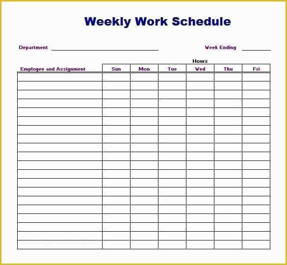 Free Weekly Work Schedule Template Of 4 Work Schedule Templates Word ...