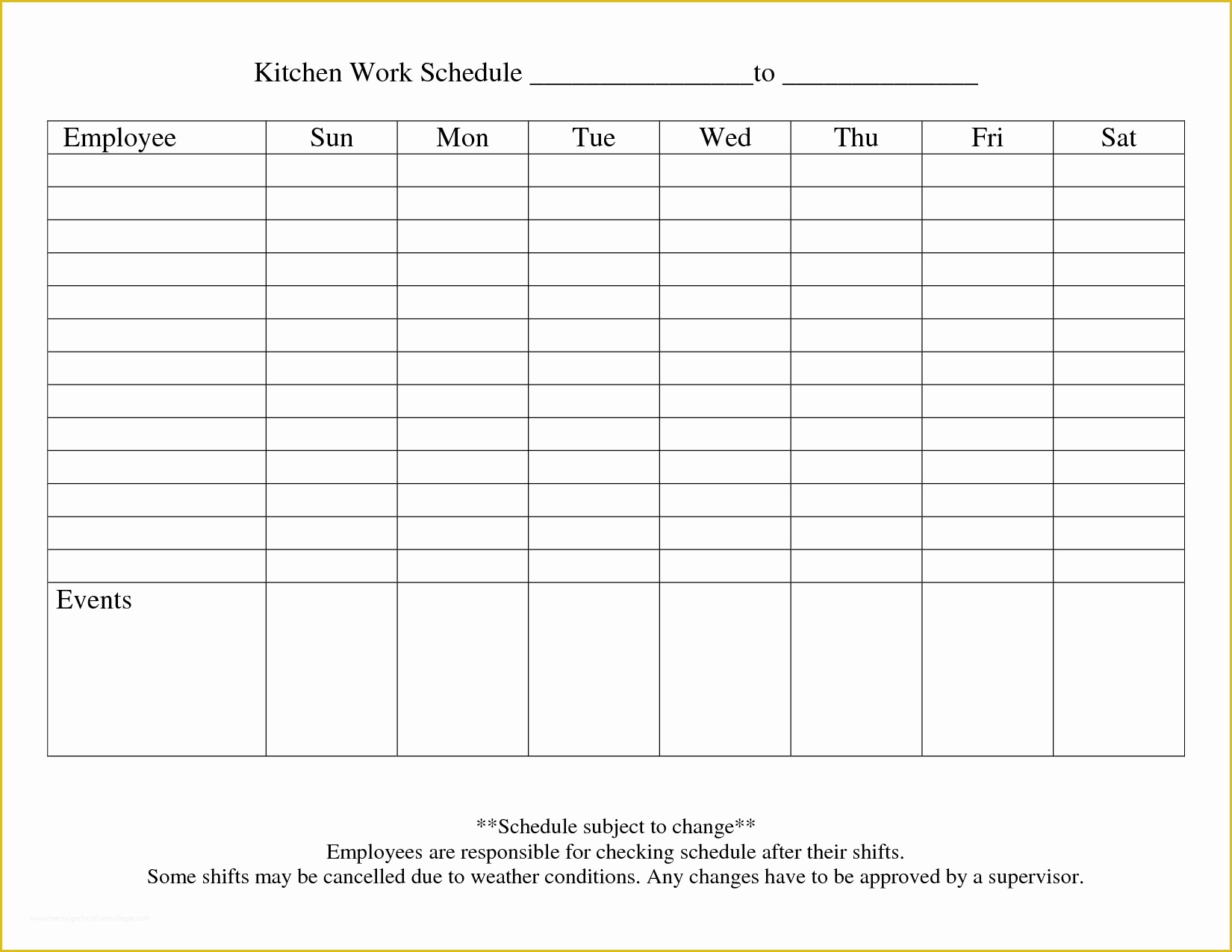 work schedule free template