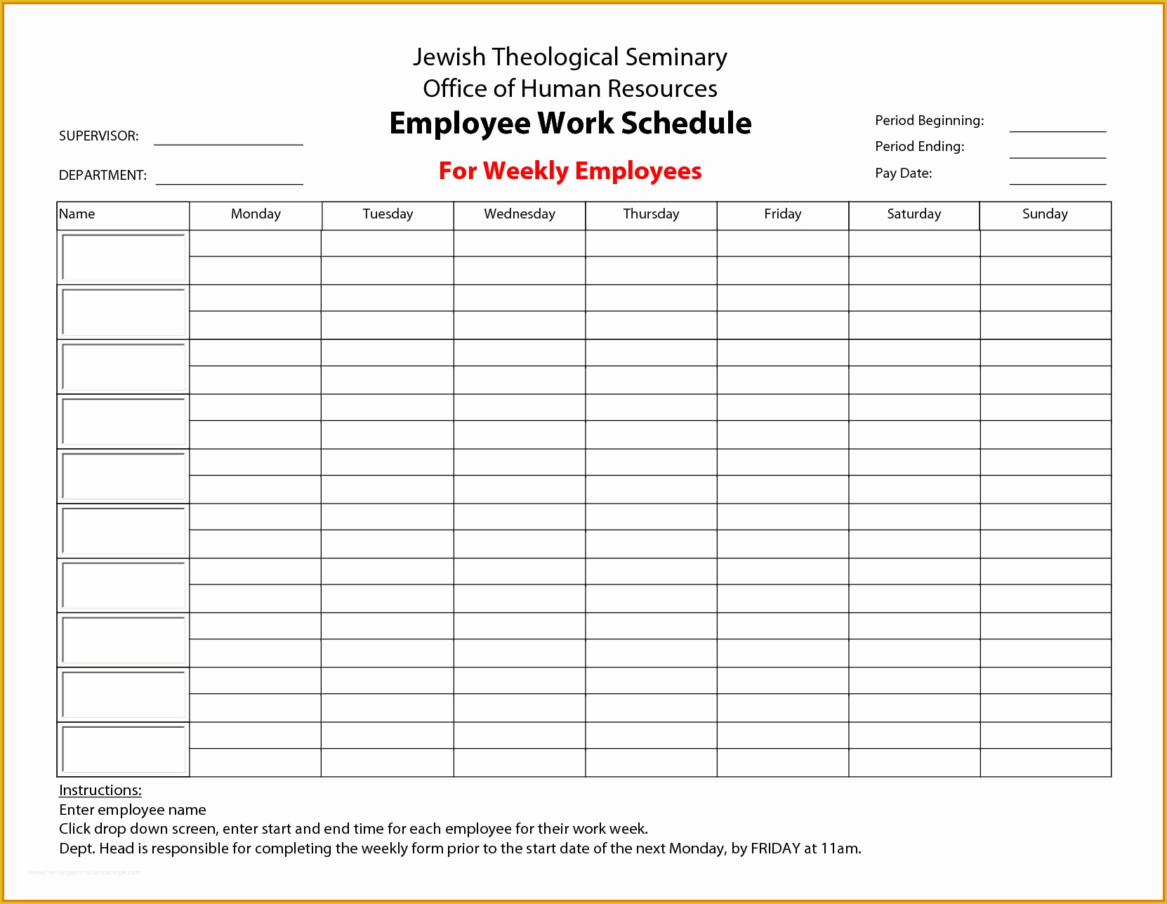 free weekly employee work schedule template excel