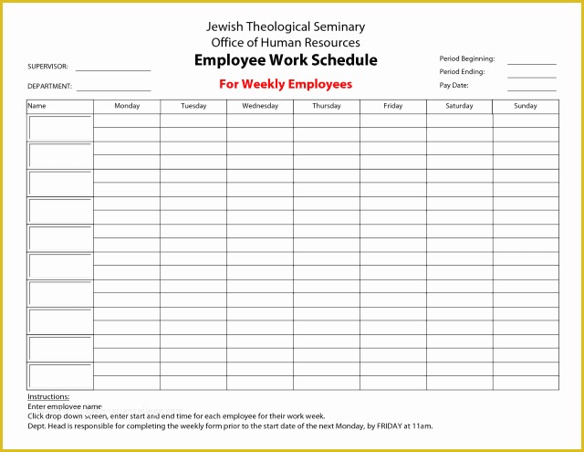 Free Work Calendar Template Of Free Printable Weekly Work Schedule 