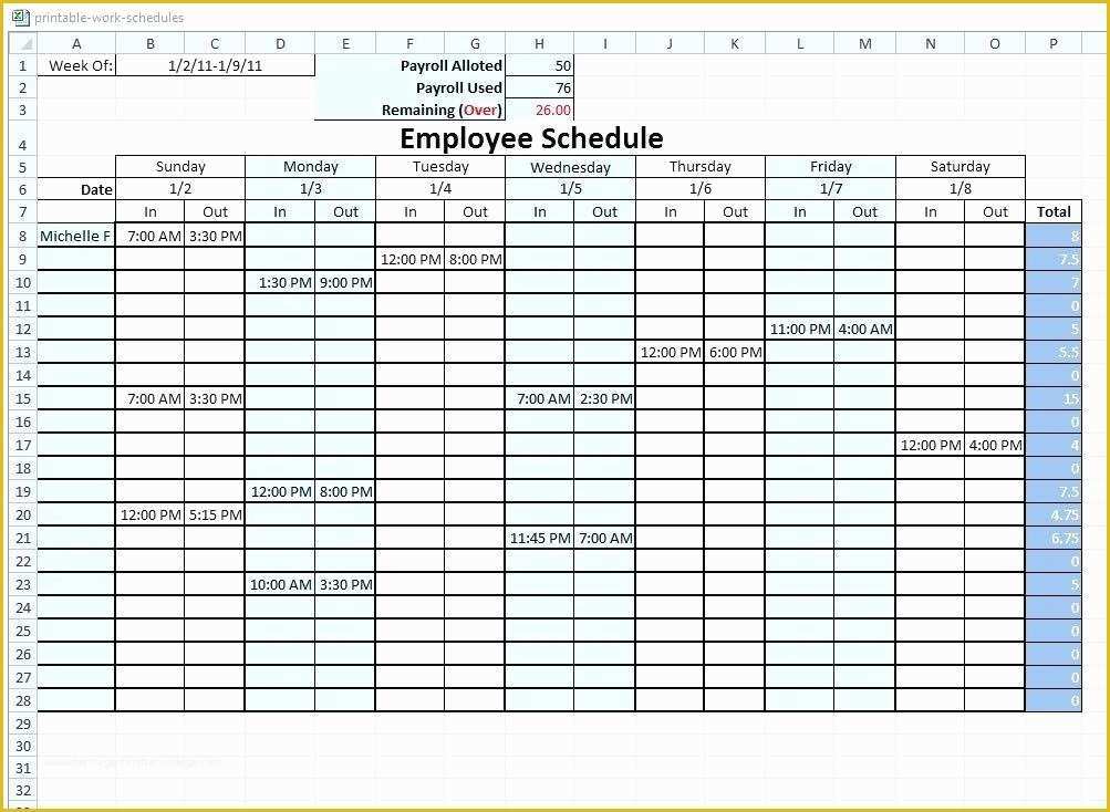 work schedule maker with limitations