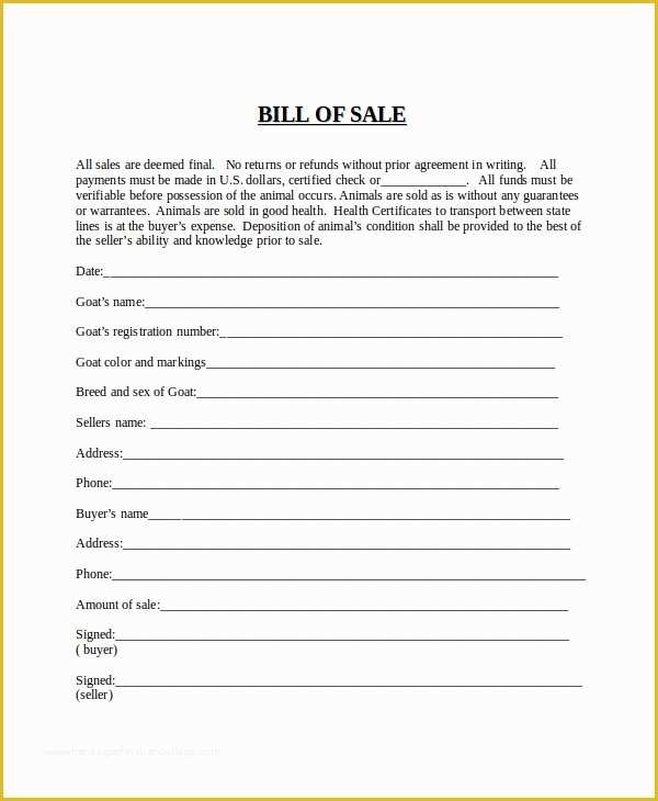  Generic Bill Of Sale Template Free Of Free Printable Free Car Bill Of 