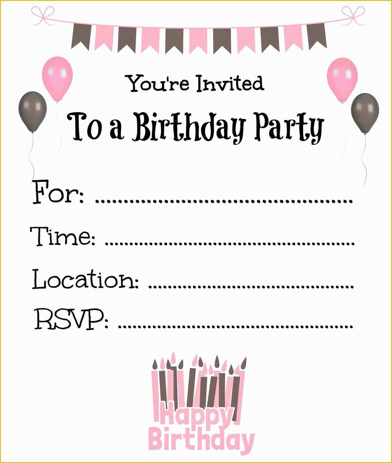 Girl Birthday Invitations Templates Free Of Free Printable Birthday 