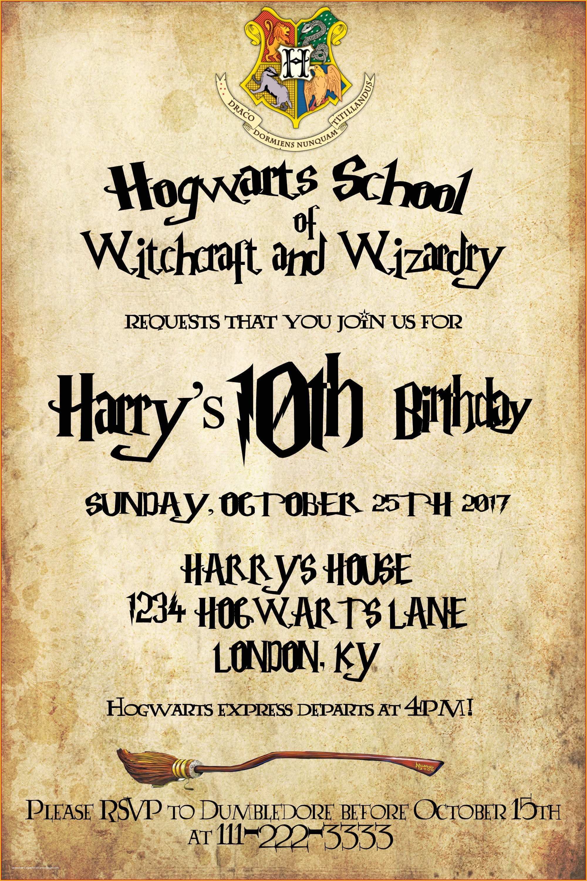 Harry Potter Free Printable Invitations