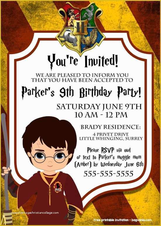 Harry Potter Invitation Template Free Of Free Harry Potter Invitations Edit And Print