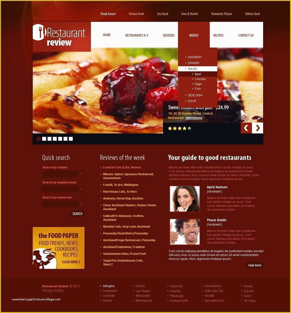 Home Appliances Website Template Free Download Of Restaurant Reviews 