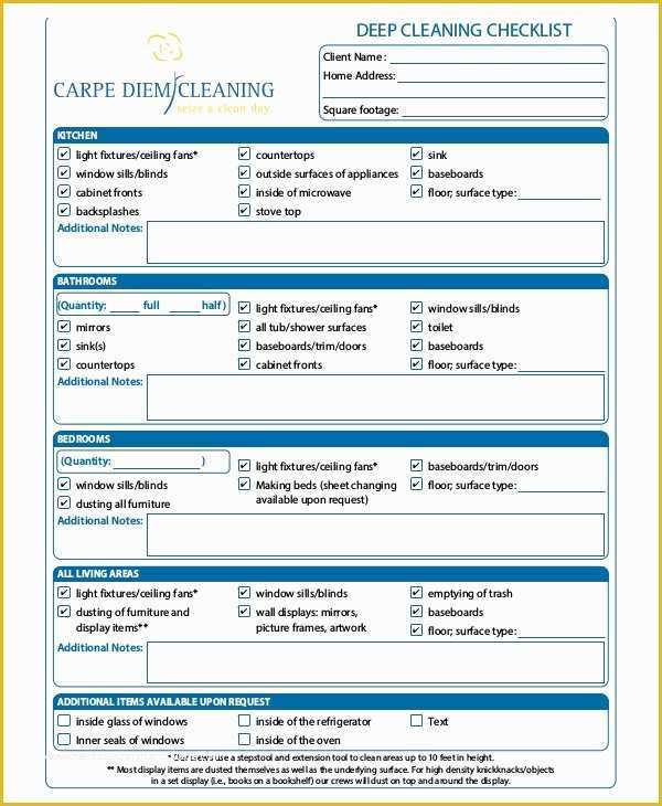 House Cleaning Checklist Template Free Of House Cleaning Checklist 14 