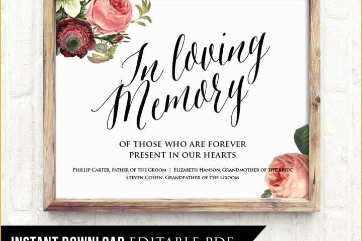 In Loving Memory Template Free Of F In Loving Memory Wedding Sign Template Editable