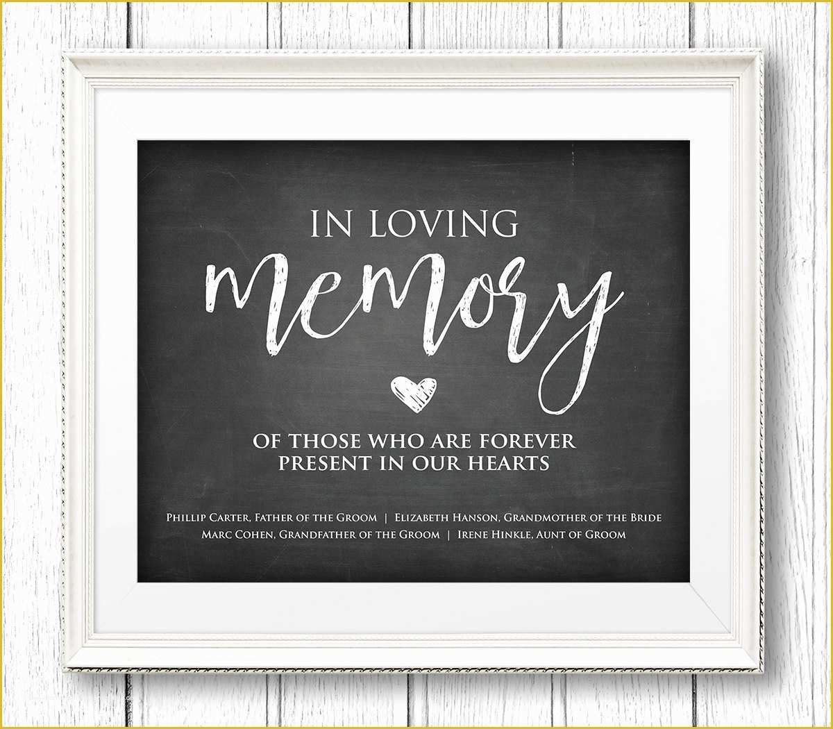 In Loving Memory Template Free Of In Loving Memory Wedding Sign Instant 