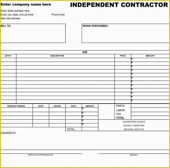  Independent Contractor Pay Stub Template Excel