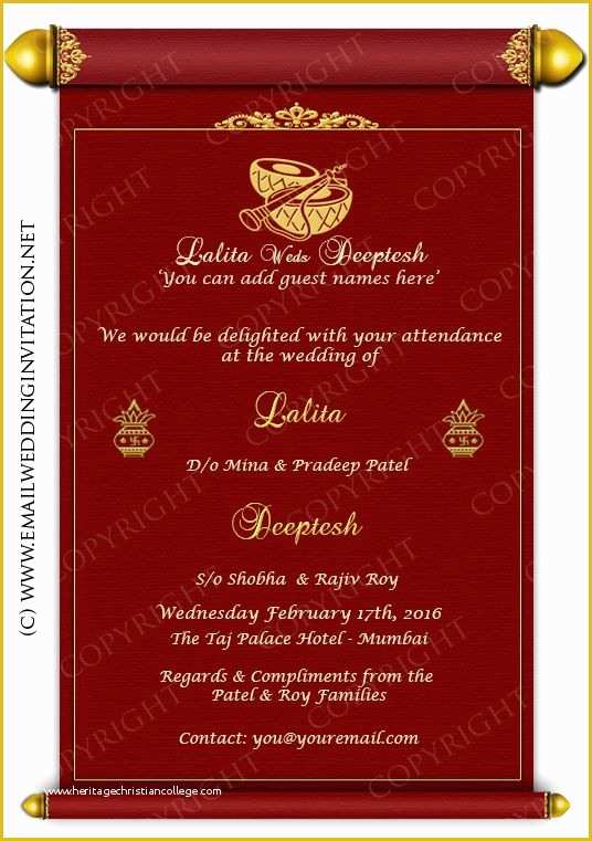 Indian Engagement Invitation Cards Templates Free Download Of Single Page Email Wedding 